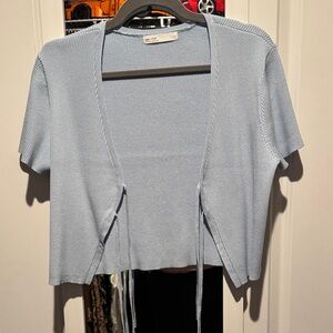OAK + FORT Light Blue Knit Crop Top